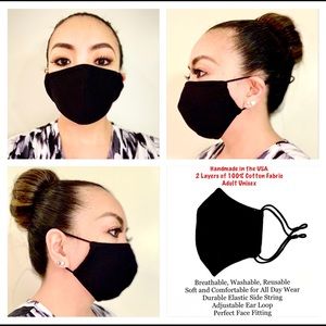100% Cotton Fabric Face Mask - 2 Layers